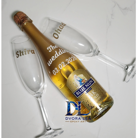 שמפניה וכוסות לחתן וכלה ממותג שמות